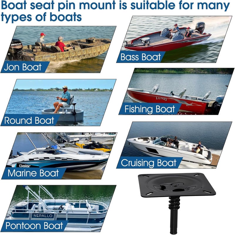 CLLOMAGY Boat Seat Base Pedestal Boat Seat Pin Mount Plated for 3/4" Marine Pedestal Post,Zinc Plated Steel Pin Swivel Mount for Marine Pontoon Jon Bass Fishing-2Pack - Image 4